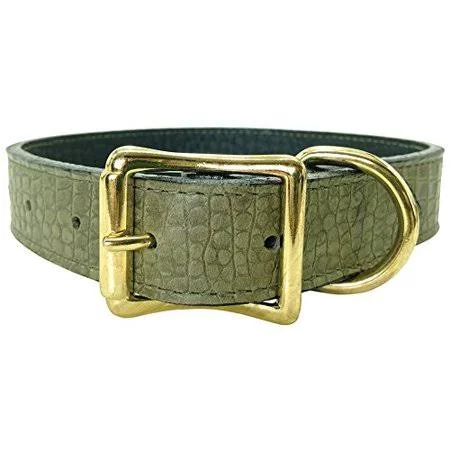 Auburn Leather - Savannah Embossed Pet Collar - 16 inch-20 inch - Olive