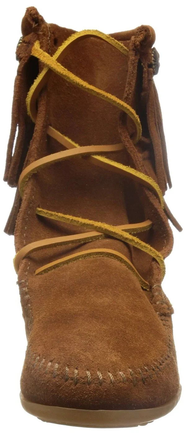 Minnetonka Women's Double Fringe Tramper Boot Brown Suede - 9