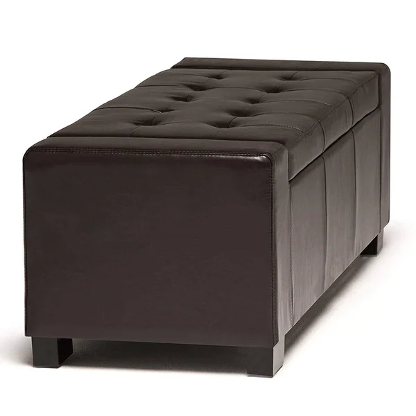 Simpli Home Laredo Storage Ottoman, Brown