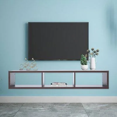 60x22 Shallow Floating TV Console Millwood Pines Color: Brown