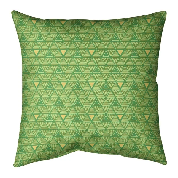 Yellow Accent Full Color Hand Drawn Triangles Throw Pillow - 14 x 14 - Orange & Yellow - Linen