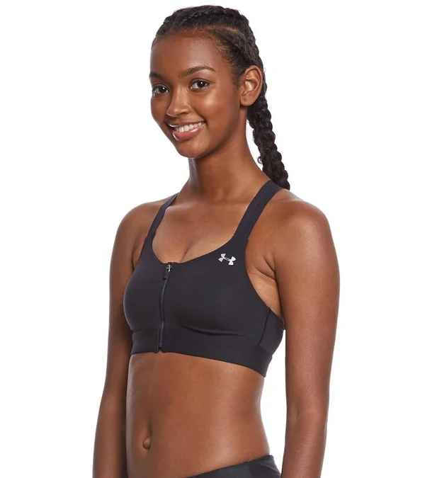 Under Armour Women's Eclipse High Impact Front Zip Sports Bra, Black, 36A