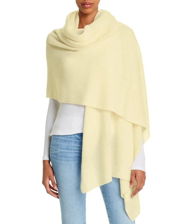 C by Bloomingdale's Cashmere Travel Wrap - 100% Exclusive Yellow/Ivory Twist