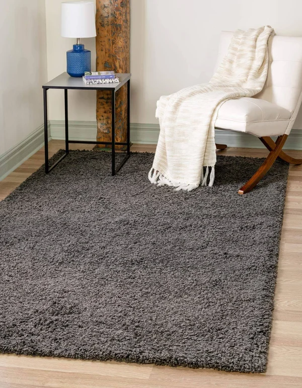Solid Shag Rug 5x8 - Graphite Gray