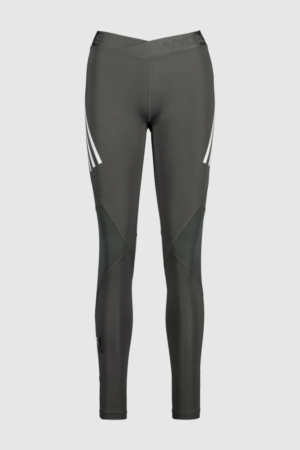Adidas Alphaskin Sport 3 Stripe Womens Long Training Tights - Grey