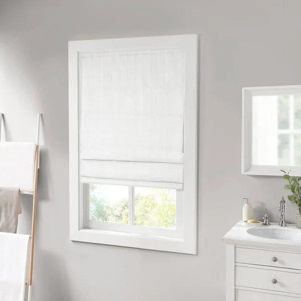 Madison Park 100% Polyester Basketweave Room Darkening Cordless Roman Shade, MP40-7318
