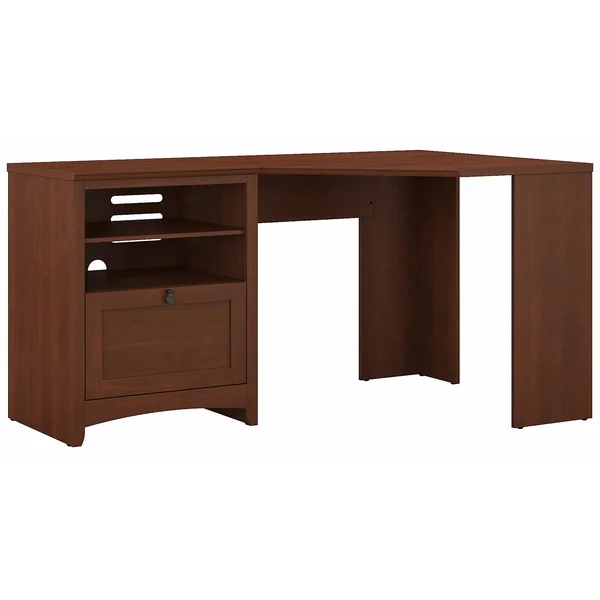 Bush Furniture Buena Vista 60W Corner Desk with Storage in Serene Cherry