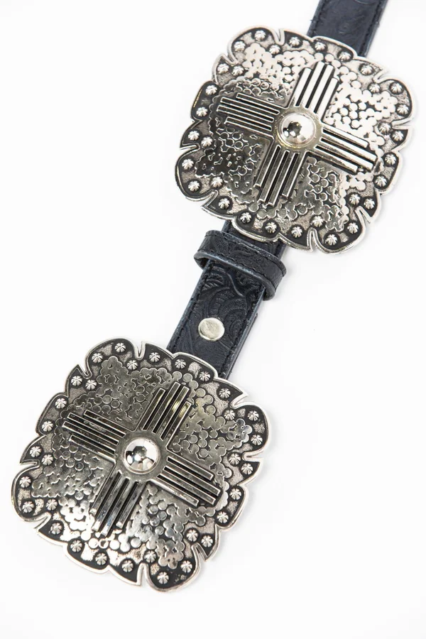Angel Ranch Western Belt Womens Embossed Square Conchos A3660 Black