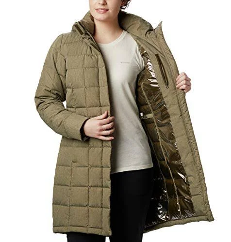 Columbia Women's Hexbreaker Long Down Jacket Xs Olive Green Heather