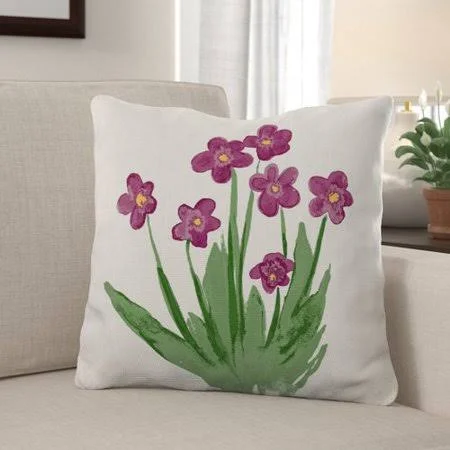 Winston Porter Marburger Pretty Little Flower Floral Print Throw Pillow, Red