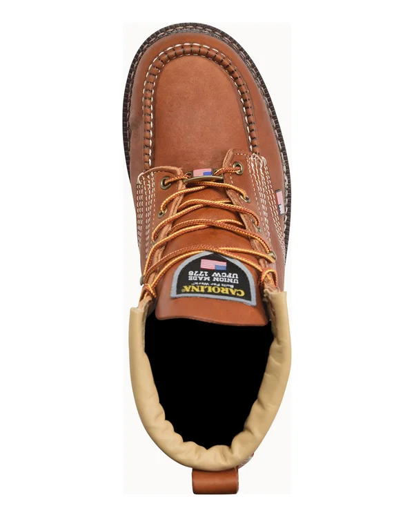 Carolina Men's 6x22 Domestic Steel Moc Toe Wedge Work Boot Size 9.5-D Tobacco