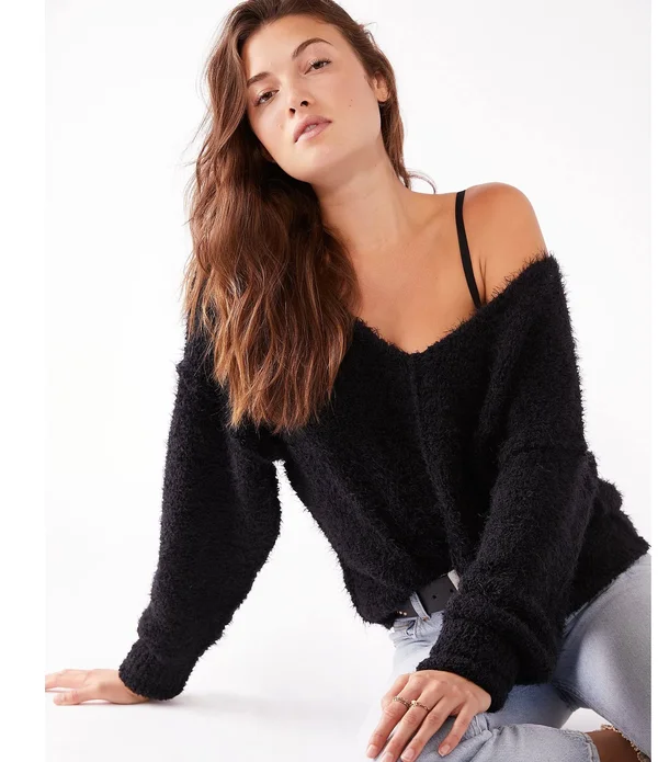 Icing V-Neck Pullover by Free People, Ivory, Xs