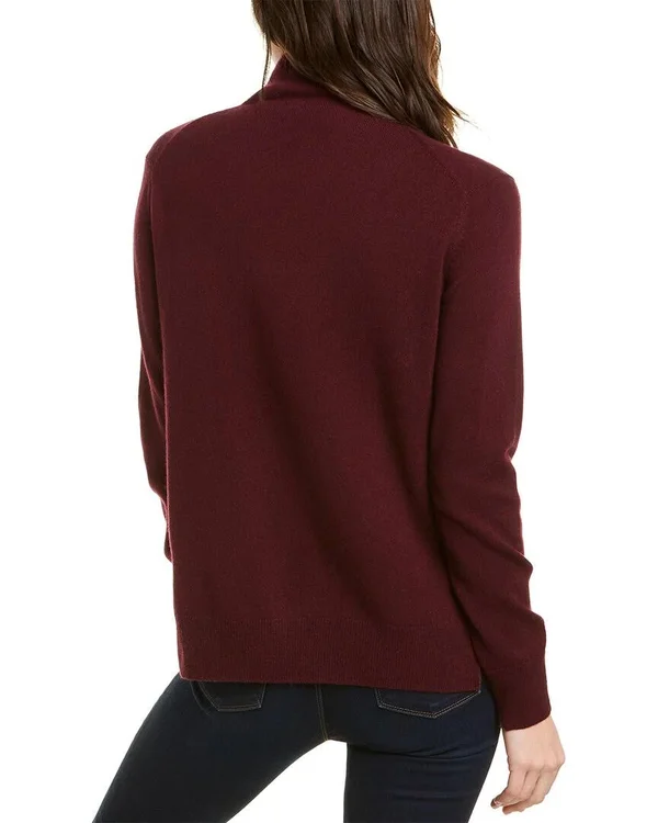 Vince Step Hem Wool & Cashmere-Blend Turtleneck Small, Red