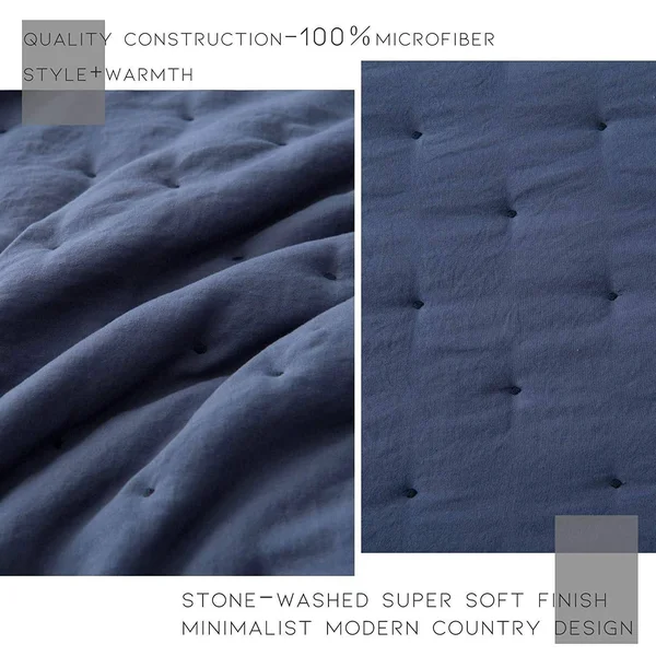 Kasentex Nostalgic Dot Stitch Stone Washed Designer Quilt Set with Pillow Shams Twin - Red