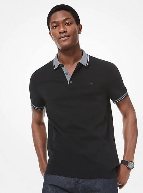 Michael Kors Greenwich Cotton Polo Shirt CB95FY220B - Xs - Blue