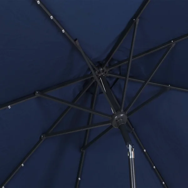 Ainfox 9ft Patio Umbrella with LED Lights & Round Base - Blue, 9 x 9 x 7.61ft