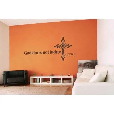 God Does Not Judge - John 5:22 Wall Decal - Wall Decal - Sticker, Mural Vinyl Art Home Decor, Christian Quotes and Sayings - W515