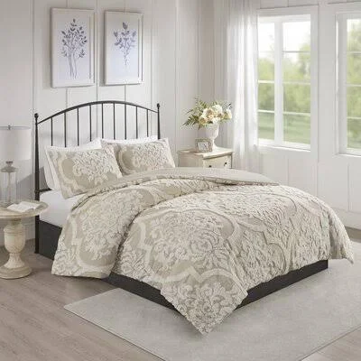 Ophelia & Co. Kennesaw Chenille Comforter Set Size: Queen Comforter + 2 Shams, Color: Taupe
