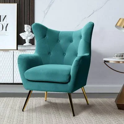 Dowdle 29.5x22 Wide Tufted Velvet Wingback Chair Willa Arlo Interiors Fabric: Blue