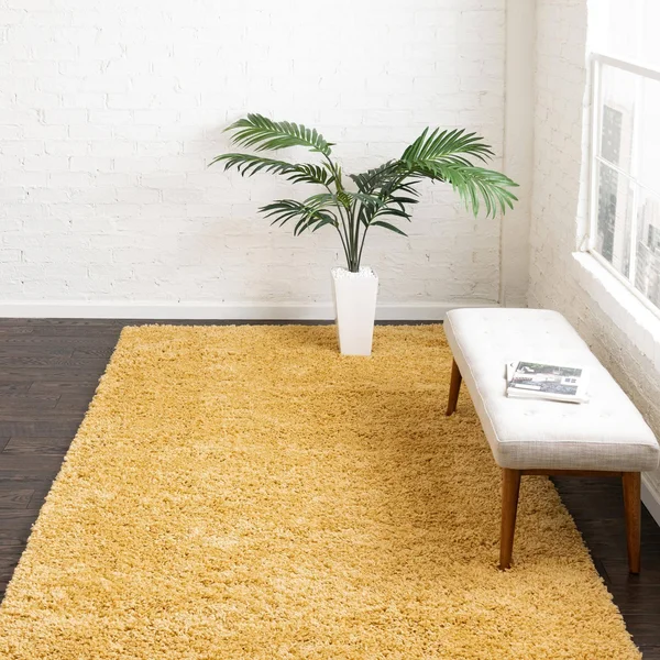 Unique Loom Everyday Solid Shag Area Rug (Yellow - 8& 0 x 11& 0)