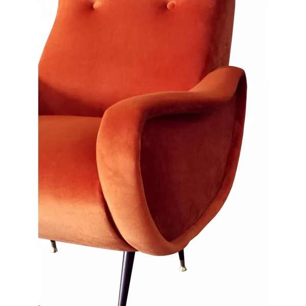 Benjara BM223414 Velvet Upholstered Modern Accent Chair with Button Tufted Back Orange