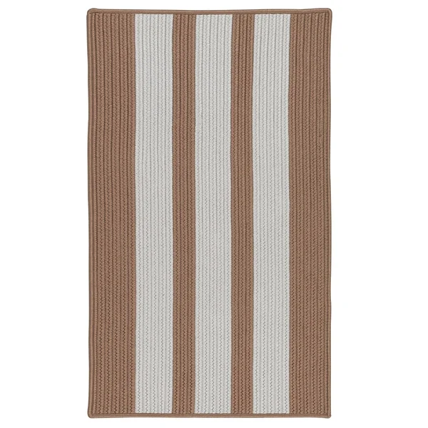 Colonial Mills Coastal Breeze Vertical-Striped Indoor/Outdoor Reversible Braided Rug (2' x 4') Melon Silver - Teal