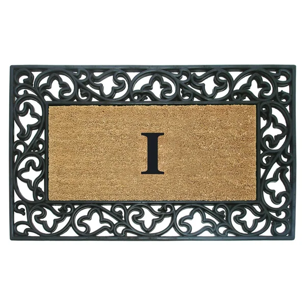 Nedia Home 18017I Acanthus Border 30 x 48 in. Rubber-Coir Doormat - Monogrammed I