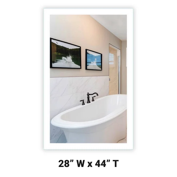 Side-Lighted LED Bathroom Vanity Mirror: 28x22 Wide x 44x22 Tall - Rectangular - Wall-Mounted