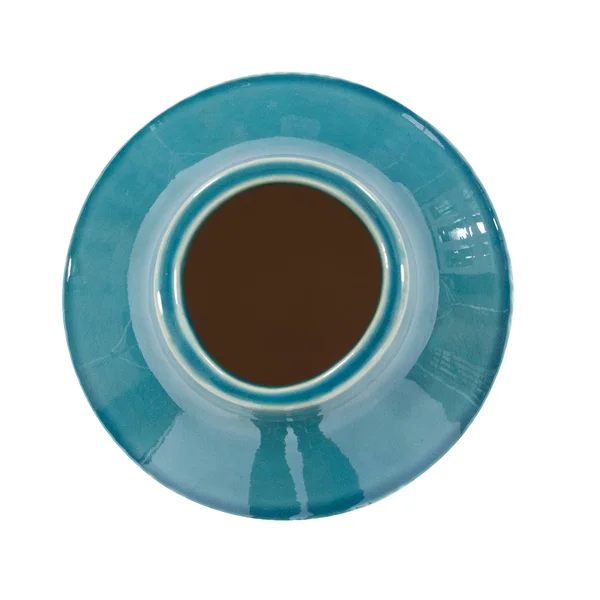 Cross Hatched Sea Blue Ceramic Round Vase - 9H x 8W x 8D