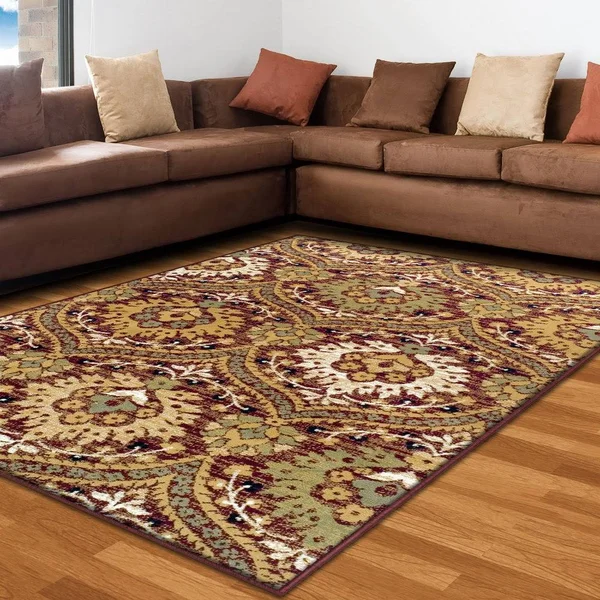 Miranda Haus Oriental Floral Damask Polypropylene Indoor Area Rug - 2&6x22 x 10& - Multi-Colored