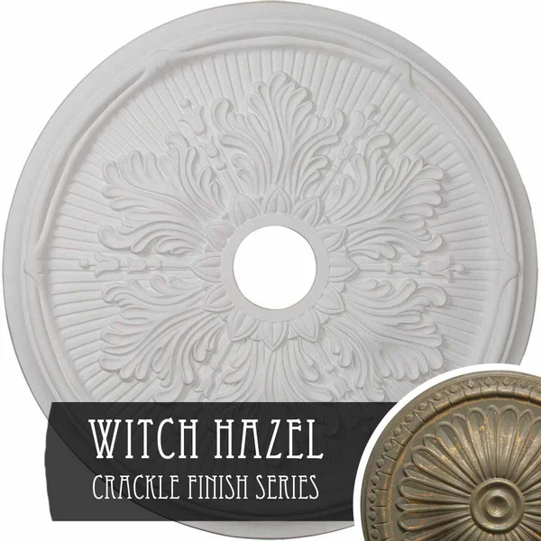23 3/4x22OD x 3 5/8x22ID x 1 7/8x22P Luton Leaf Ceiling Medallion (Fits Canopies Up to 3 5/8x22), Hand-Painted Witch Hazel Crack