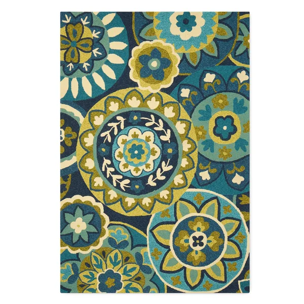 Miami Sundial teal-Green Indoor/ Outdoor Area Rug - 8& x 11&