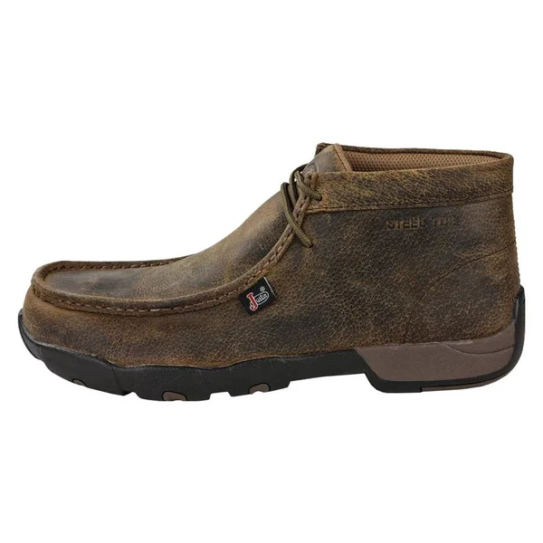 Justin Boots Men's Cappie Steel-Toe Work Shoes - Dark Brown (7.5)
