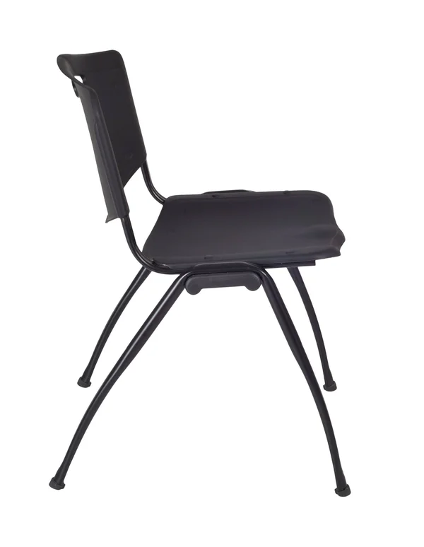 Regency Kee 42x22 Square Breakroom Table- Grey/ Black & 4 &M& Stack Chairs- Black