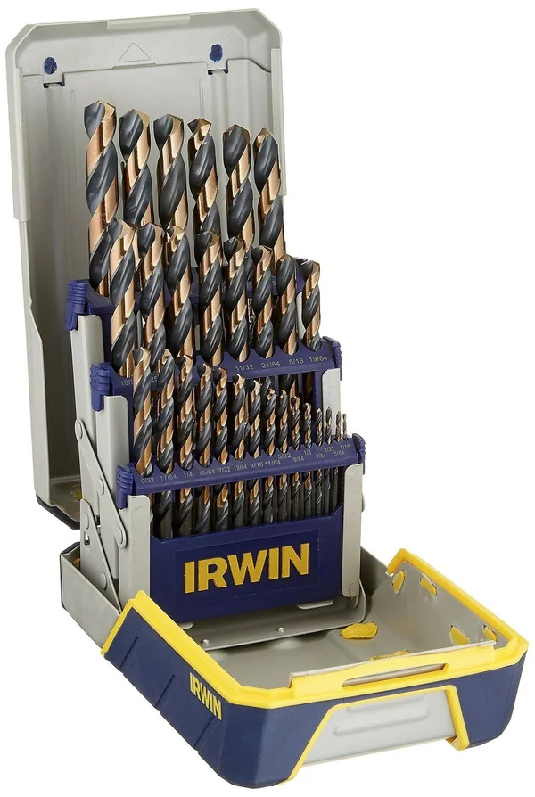 Irwin Tools 3018005 Black & Gold High-Speed Metal Index Drill Bit Set with Case