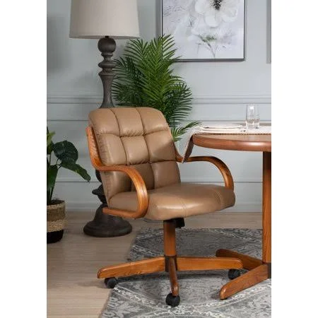 Caster Chair Tilt Rolling and Swivel Casual Dining Chair - Size: 38, Brown