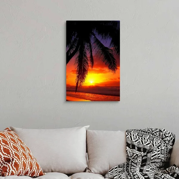 Hawaii, View of Sunset from The Beach, Canvas Wall Art, 20x30, Great Big Canvas