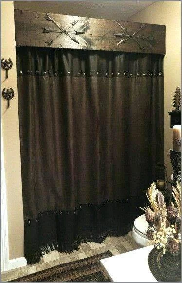 HiEnd Accents Chocolate Tooled Leather Shower Curtain