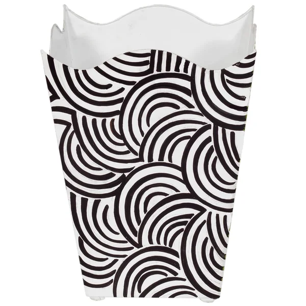 Worlds Away Square Wave Top Wastebasket, Black