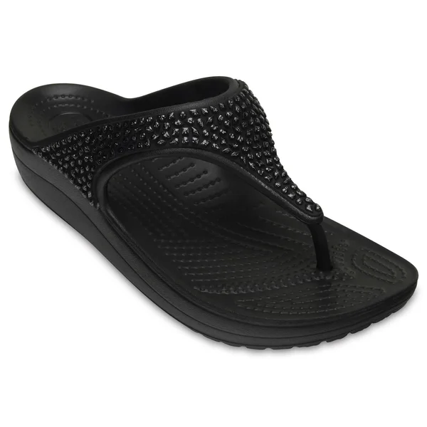 Crocs Women's Sloane Embellished Flip Flop - Size: 6, Black