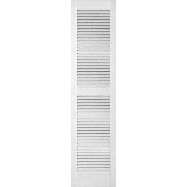 18x22W x 52x22H Lifetime Vinyl - Custom Straight Top Center Mullion, Open Louver Shutters, w/Shutter-Loks (Per Pair), Paintable