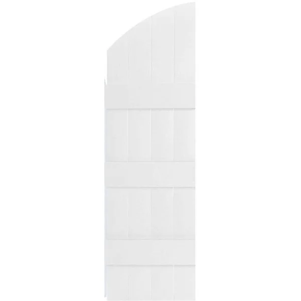14 inchw x 77 inchh (70 inch Low Side) Lifetime Vinyl - Standard Four Board Joined w/ Archtop, Board-n-Batten Shutters, w/Install