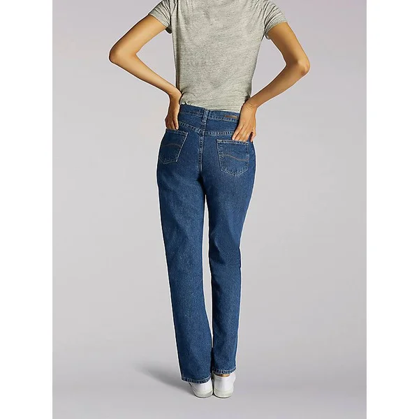 Lee Women's Original Relaxed Fit Straight Leg Jeans Dark (Size 4 x S)