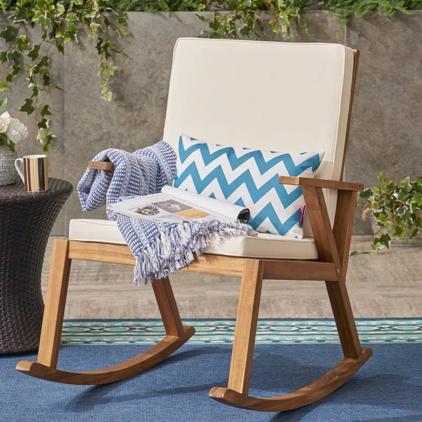 Christopher Knight Home Champlain Outdoor Acacia Wood Rocking Chair with Water-Resistant Cushions by, Size: Twin, Gray