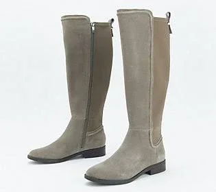 Marc Fisher Leather or Suede Tall Shaft Boots - Shiane, Size 9 Wide, Warm Taupe