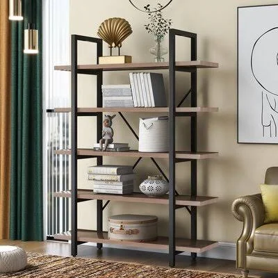 Wiltsie 62.99x22 H x 47.24x22 W Steel Etagere Bookcase 17 Stories Color: Brown
