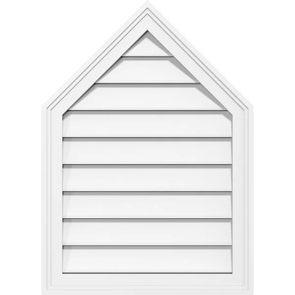 Ekena Millwork GVPPE28X4002SF-06 28x22W x 40x22H Peaked Top Surface Mount PVC Gable Vent 6/12 Pitch: Functional, w/ 2x22W x 1-1