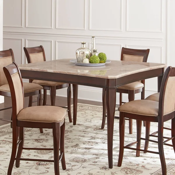 Steve Silver Marseille Marble Top Counter Height Dining Table - Cherry