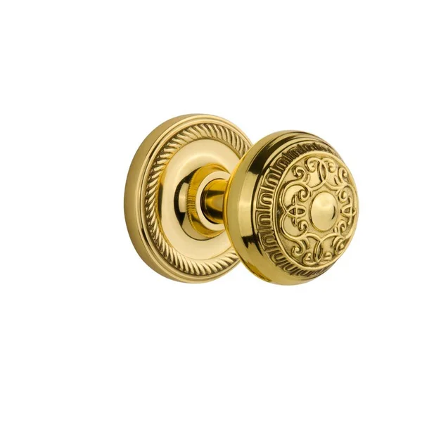 Nostalgic Warehouse 716901 Rope Rosette Privacy Egg & Dart Door Knob - Unlacquered Brass