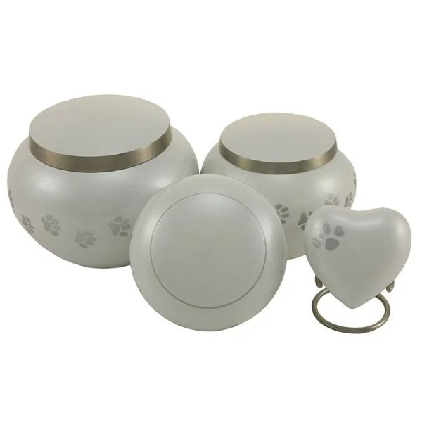 Extra Small Pearl - Pewter Odyssey Paw Print Pet Cremation Urn